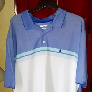 IZOD Men's Blue and White Polo Shirt Mens Sz 3xlt